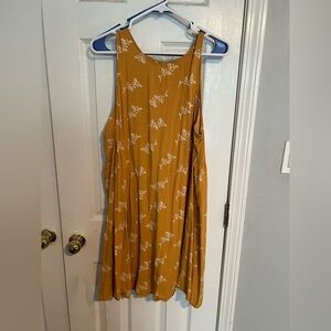 Old Navy Mustard Midi Dress with White Pattern